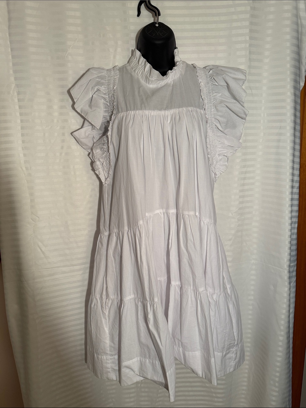 Pinch White Ruffled Flutter Sleeve Tiered Dress